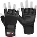 DEFY Padded Weight Lifting Gloves with 13" Long Wrist Wrap Genuine Leather Gym Gloves for Power Lifting, Cross