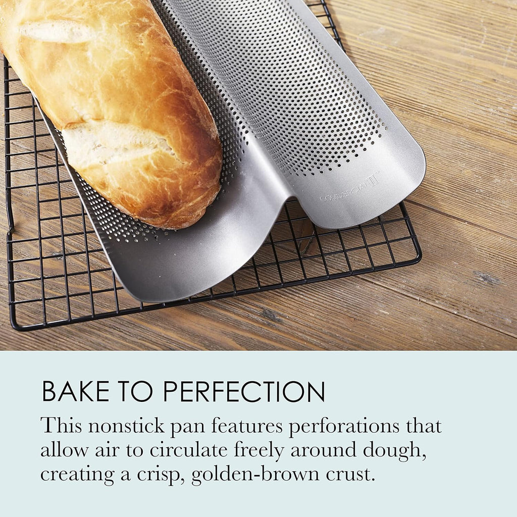 Commercial II Non-Stick Perforated French Bread Pan, Perfect for creating a crisp, golden-brown crust