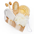 6-Piece Body and Skincare Set, Women’s Spa Gift Basket with Face Massage Roller, Hair Brush, Exfoliating Tools and