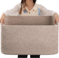 75L Large Woven Cotton Rope Storage Basket with Handle for Organizing Blanket and Toys for Living Room, Nursery