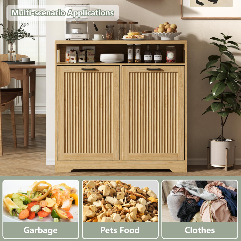 2 x 13 Gallons Double Tilt Out Trash Can Cabinet, Trash Cabinet