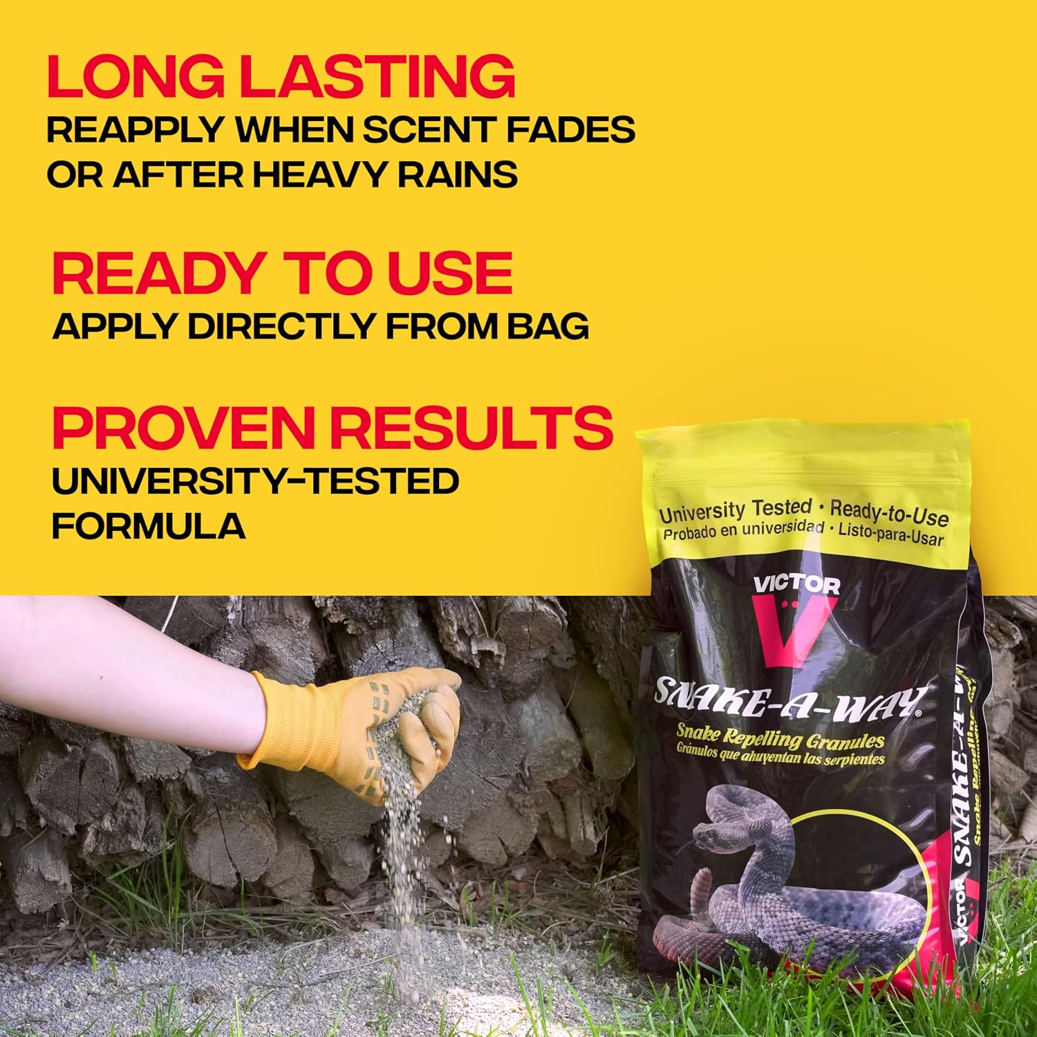 Snake-A-Way Outdoor Snake Repellent Granules for Yard, 10 lb Bag | EPA-Registered Pest Control, Repels Venomous and