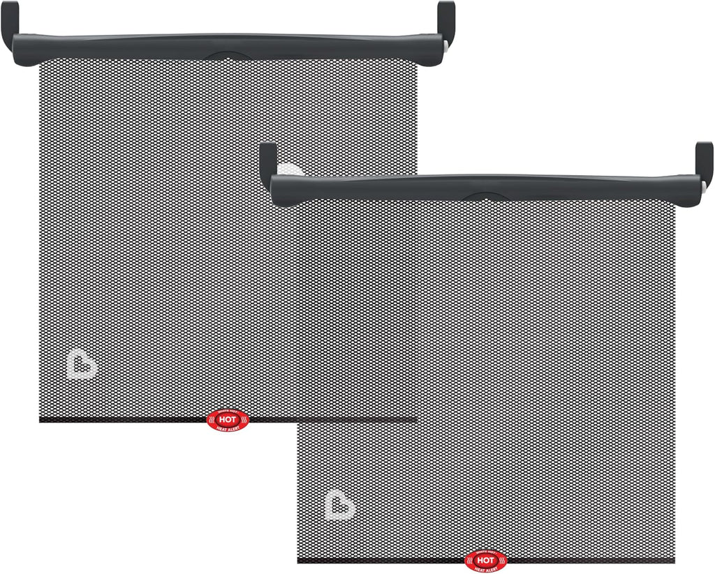 Brica Sun Safety Car Window Shade with Heat Alert, Helps Block UVA/UVB Rays, 2 Pack, Black