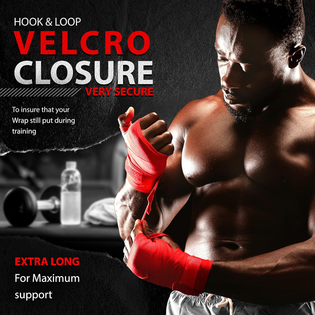 Boxing Hand Wraps Inner Gloves - 180 Inch Elasticated Thumb Loop Bandages - Kickboxing MMA Muay Thai Kickboxing