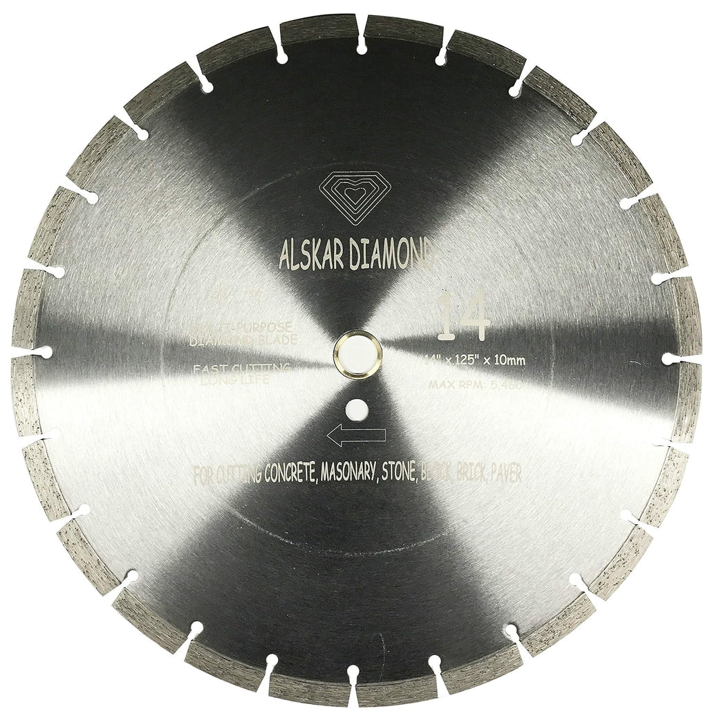 14 inch ALSKAR DIAMOND Dry or Wet Cutting General Purpose Power Saw Segmented Diamond Blades for Concrete Stone Brick