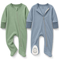 2pk Baby Pajamas Footie, Baby Sleepers, Newborn Pajamas (Slate, 0-3M)