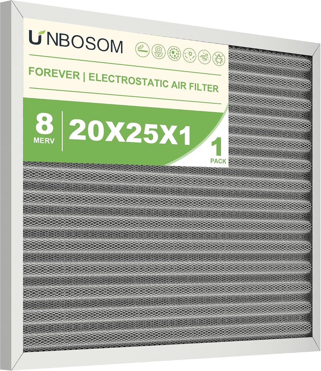 20x25x1 HVAC Furnace Air Filter Reusable& Washable, MERV 8, Electrostatic, Lasts a Lifetime, Breathe Fresher Air in