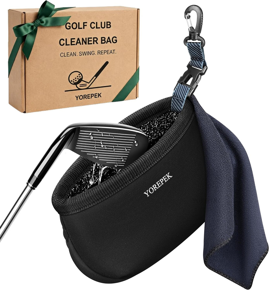 Golf Ball Cleaner Pouch in Gift Box, Club Cleaner For Golf Bag | Golf Club Washer with Zipper Pocket for Golf Club