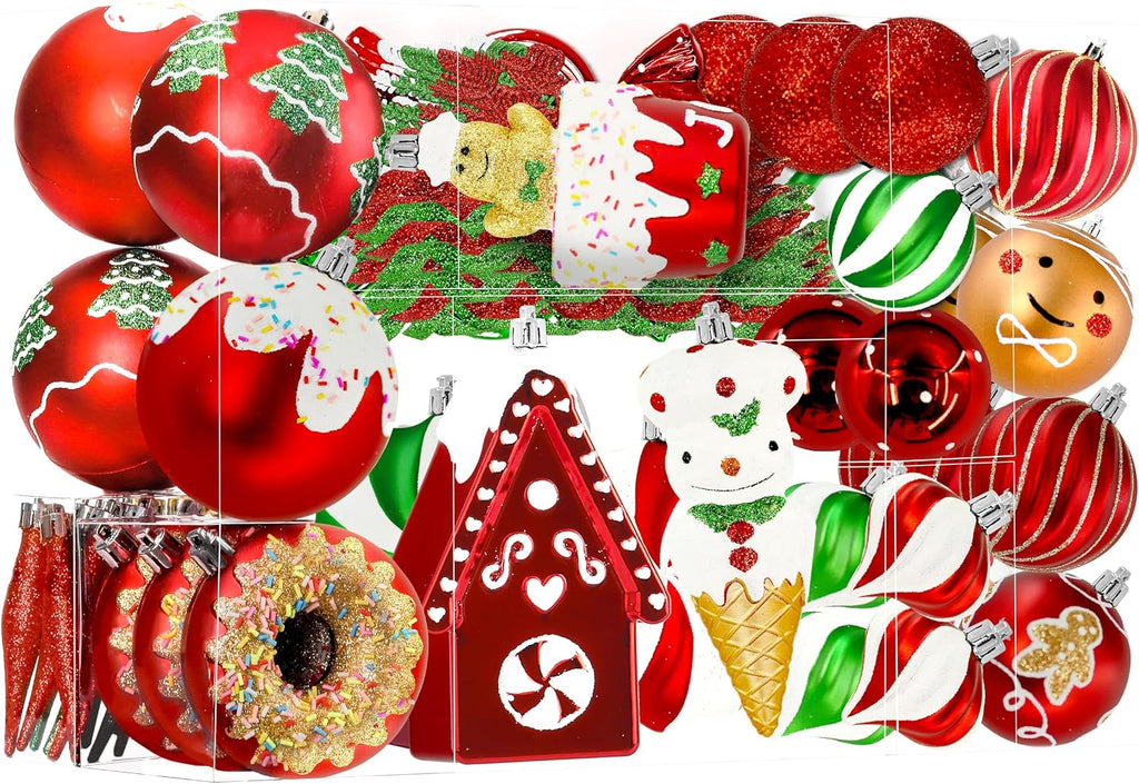 86pcs Christmas Tree Balls Ornaments, Shatterproof Plastic Decorative Baubles for Christmas Tree Decorations, Holiday