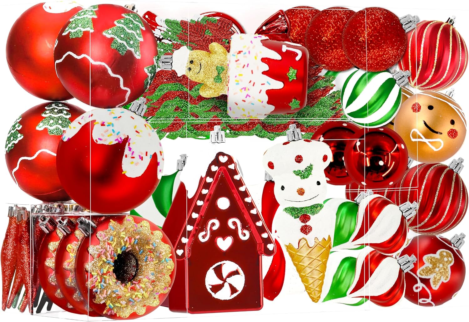 86pcs Christmas Tree Balls Ornaments, Shatterproof Plastic Decorative Baubles for Christmas Tree Decorations, Holiday