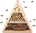 Mason Bee House - Handmade USA Natural Elderberry Bee Hotel - Bee Hive Attracts Peaceful Bee Pollinators to Enhance