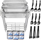 Disposable Chafing Dish Buffet Set, Food Warmers for Parties, Complete 39 Pcs of Chafing Servers with Covers