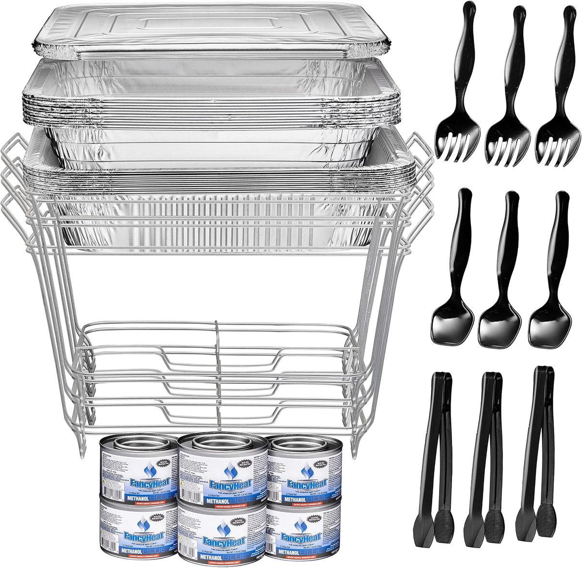 Disposable Chafing Dish Buffet Set, Food Warmers for Parties, Complete 39 Pcs of Chafing Servers with Covers