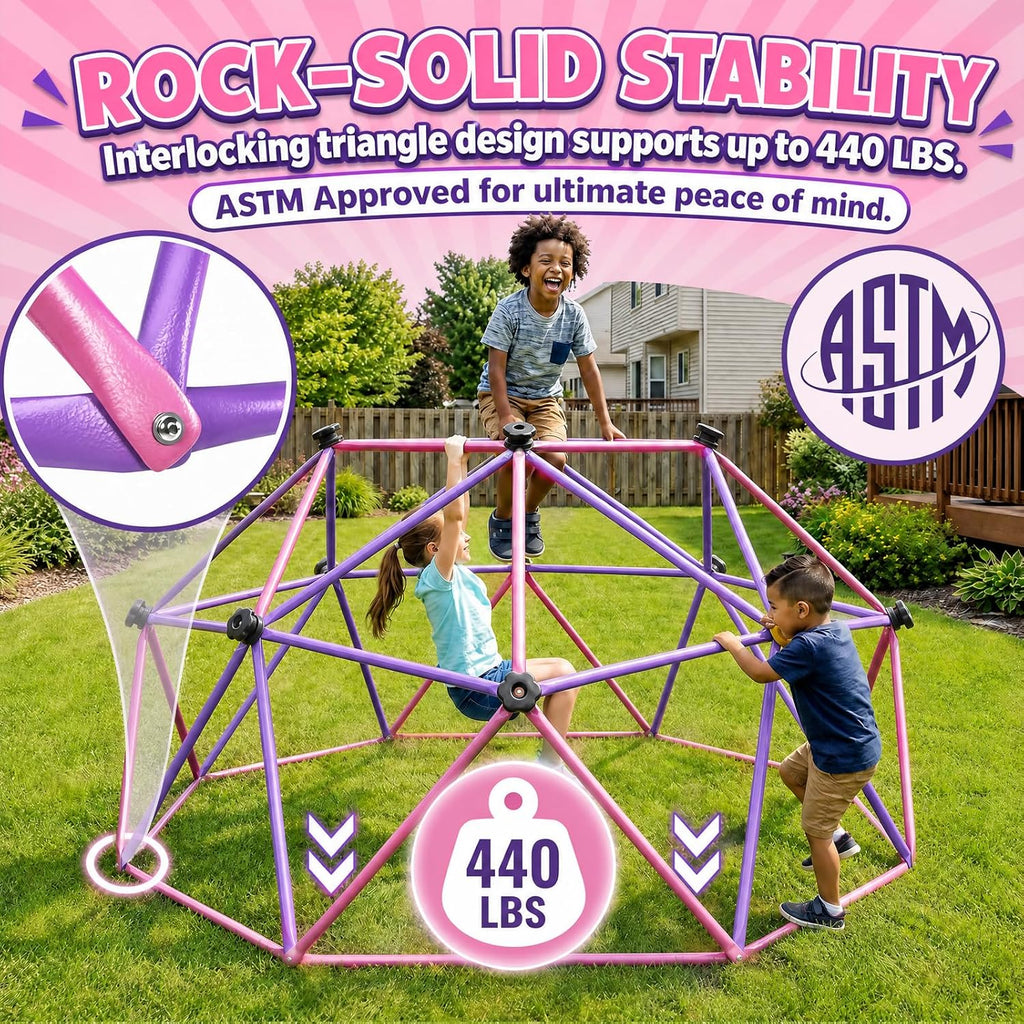 6FT Climbing Dome for Kids 3-8, Jungle Gym for Indoor and Outdoor, Geometric Dome Climber Supporting 440 Lbs