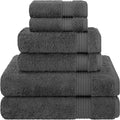 Towel Set of 6, 2 Bath Towels, 2 Hand Towels and 2 Washcloths Towels for Bathroom Sets, Smoke Gray