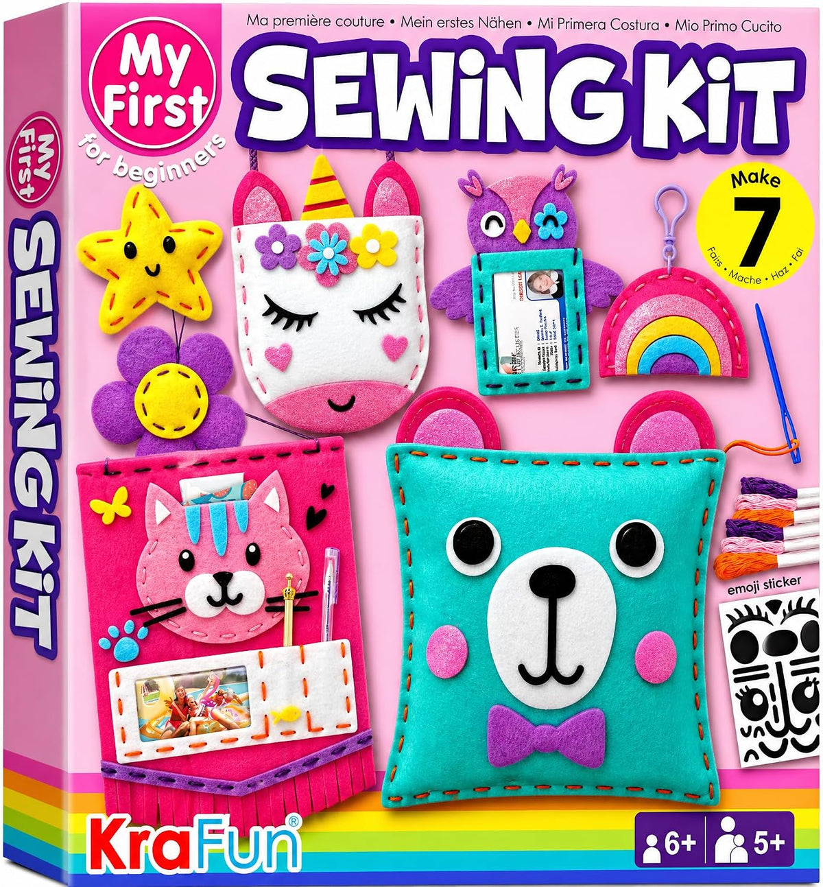 My First Sewing Kit for Kids Ages 6-12 | 7 Animal Dolls