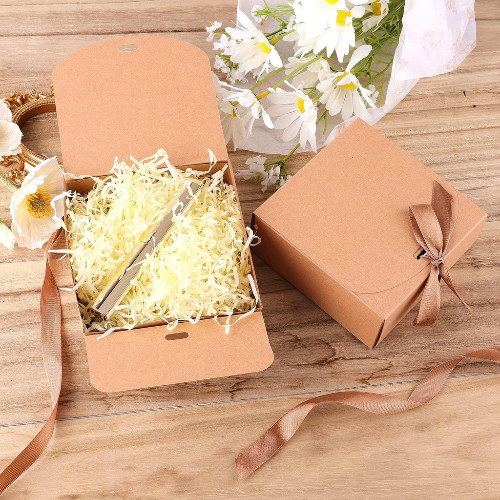 12 Pcs Gift Boxes with Lids, 4.5" x4.5"x2" Present Boxes Square Gift Box with Champagne Wrap Ribbons, Gift Wrap Boxes