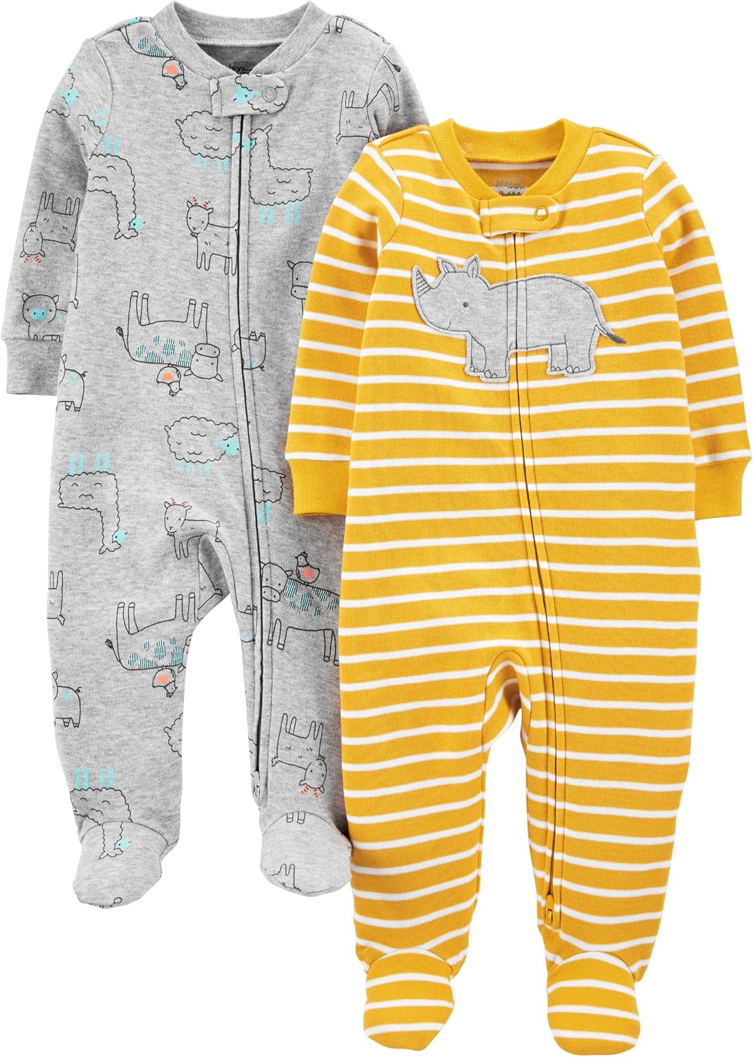 baby-boys 2-way Zip Thermal Footed Sleep and Play, Pack of 2