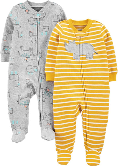 baby-boys 2-way Zip Thermal Footed Sleep and Play, Pack of 2