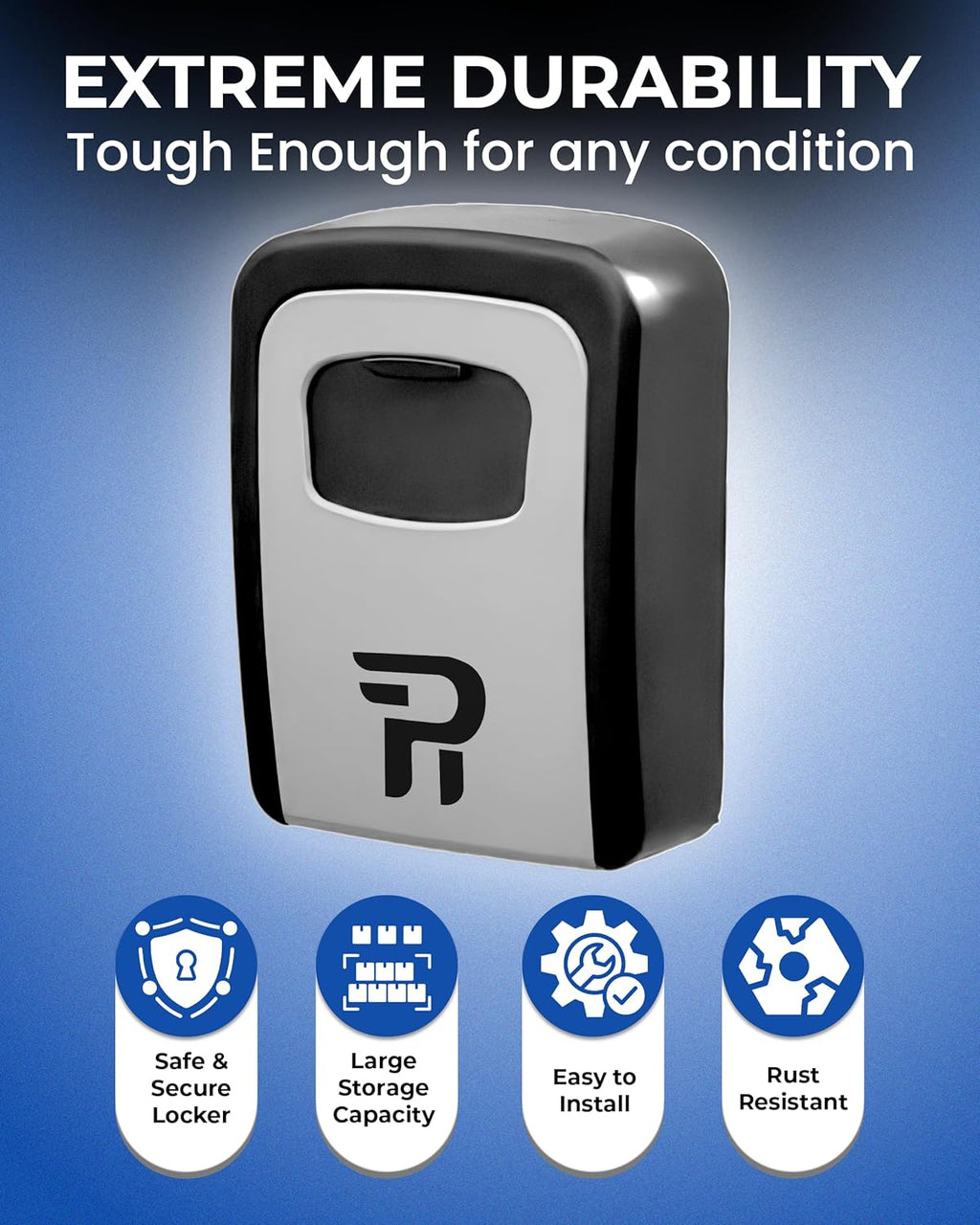 Key Lock Box for Outside – Large Outdoor Lockbox for Keys with Code, 4-Digit Combination Hidden Safe to Hide a Key