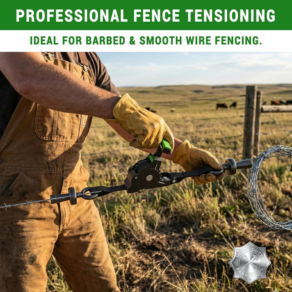 Fence Wire Stretcher Tool, Heavy Duty Barbed Wire Fence Stretcher, Dual-Mode Retractable Ratchet Wire Puller &