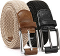 CHAOREN Stretch Belts for Men 2 Pack - Elastic Belt for Golf & Casual Wear