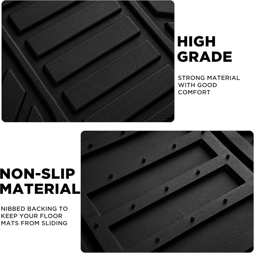 Heavy Duty Rubber Floor Mats, Purple Aluminum Film Car Mats Set, Front and Rear Car Mats with Anti-Slip Backing, All