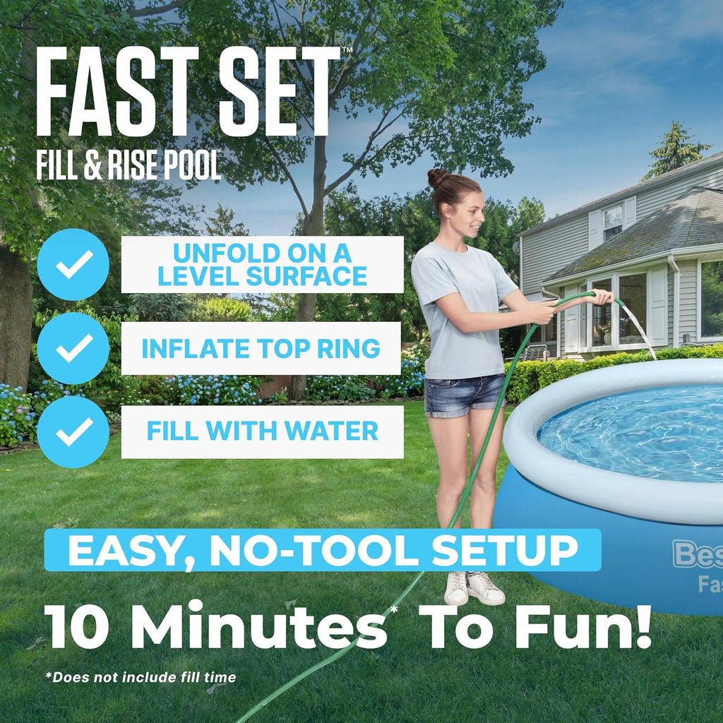 Fast Set Inflatable Above Ground Pool | 6' x 20" Round | Puncture-Resistant Tritech Material | 248 Gal Capacity |