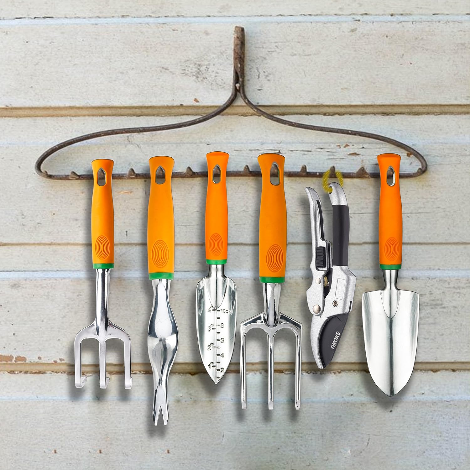 Garden Tool Set, 12 Piece Aluminum Hand Tool Kit, Garden Canvas Apron with Storage Pocket, Outdoor Tool, Heavy Duty