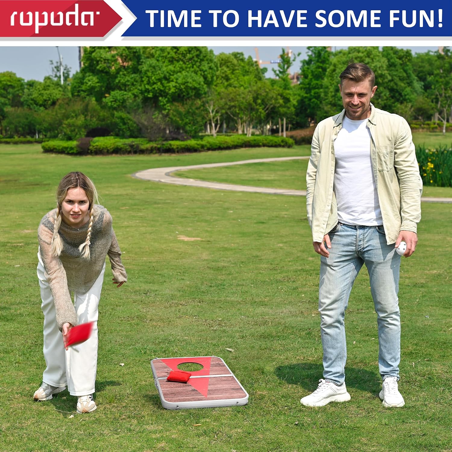 Portable Cornhole Board Set,24x16 / 30×20in Corn Hole Games for Adults with 8 Bean Bags, Lightweight Aluminum Alloy