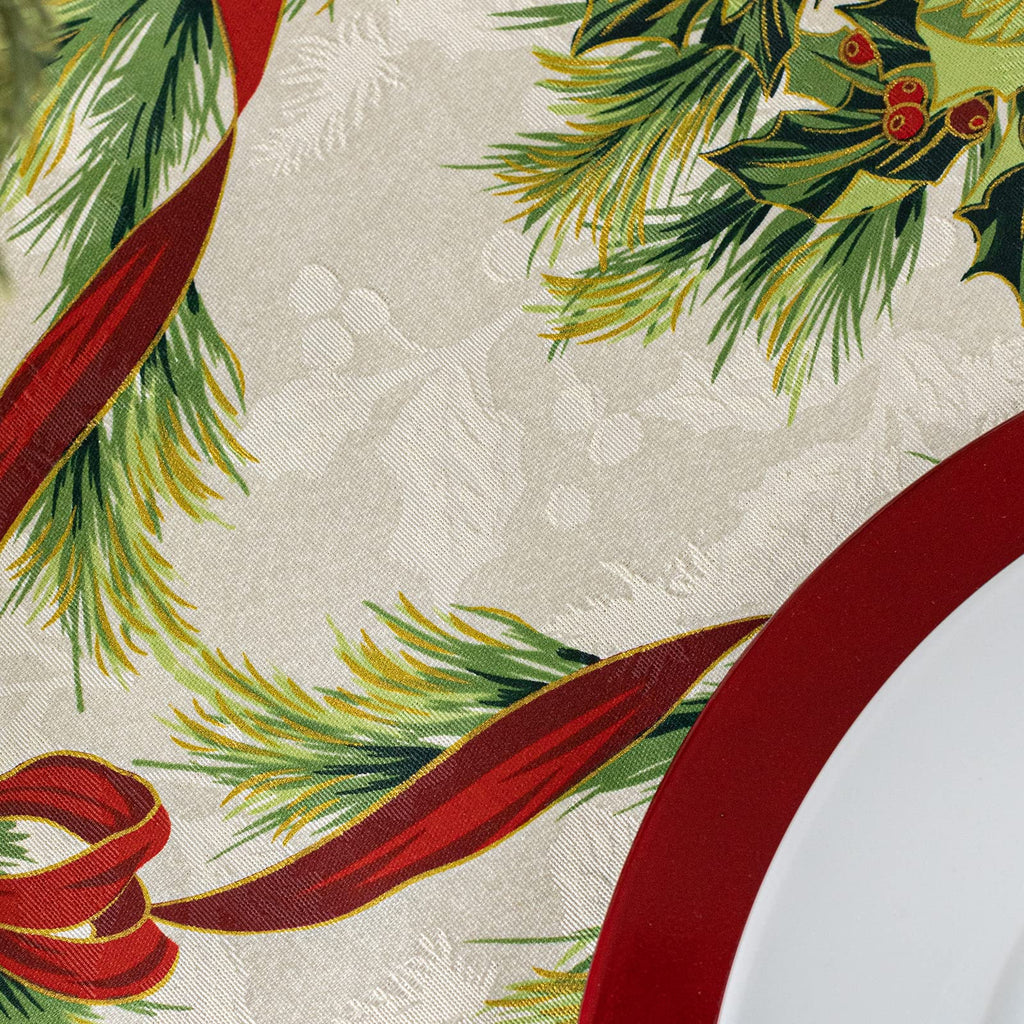 Christmas Ribbons Tablecloth (70" Round)