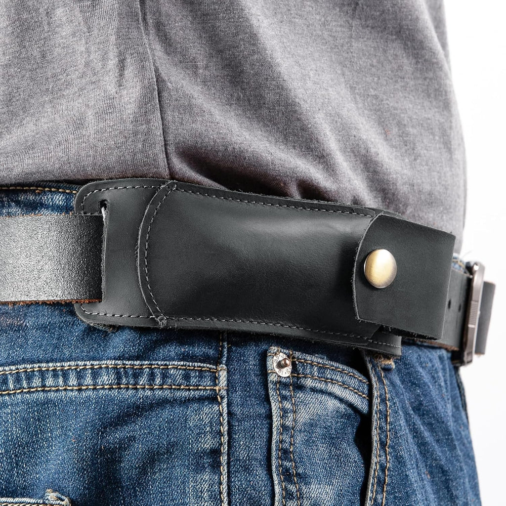 Knife Sheath,Belt Buckle Knife Sheath,Leather Knife Sheaths for Belt,Pocket Knife Folding EDC Belt Knife Holster,Open