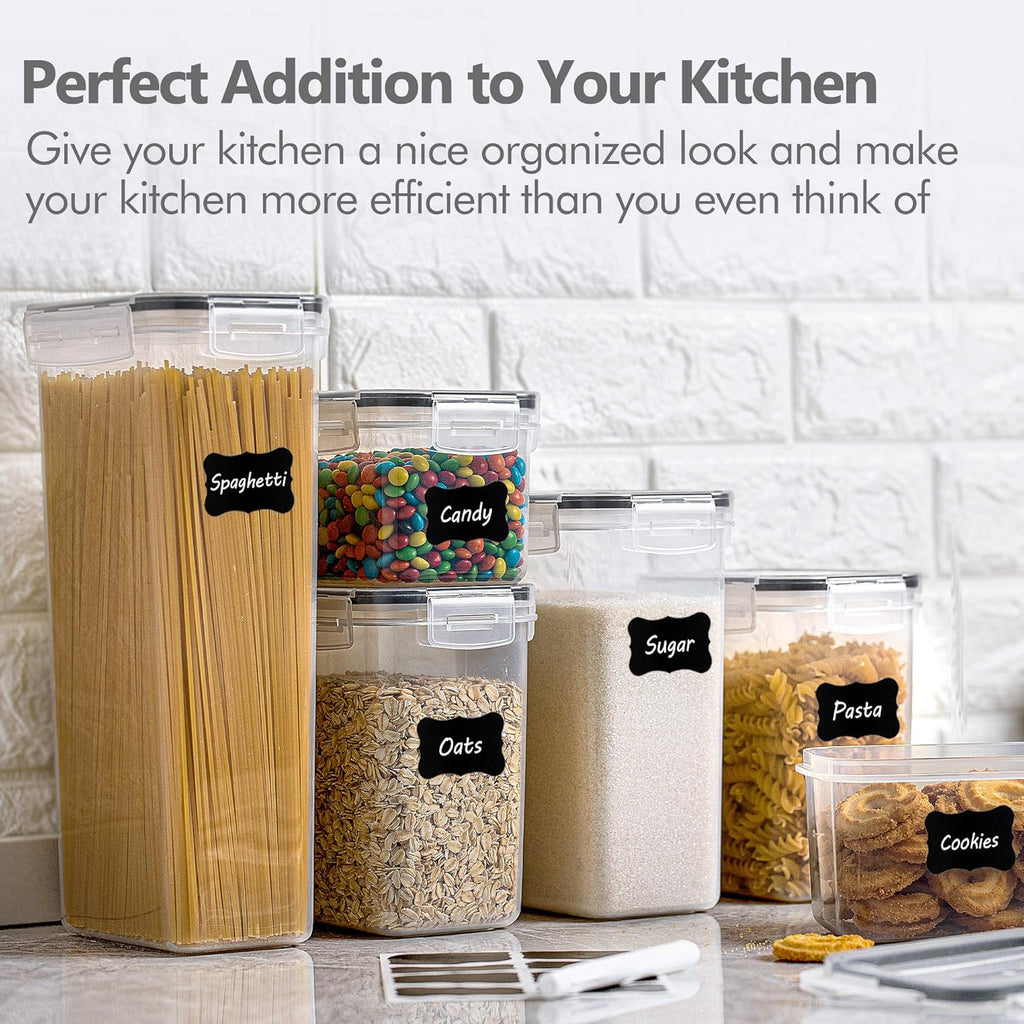 Airtight Food Storage Containers with Lids, 8 PCS Plastic Storage Canisters for Kitchen & Pantry Organization,Dry