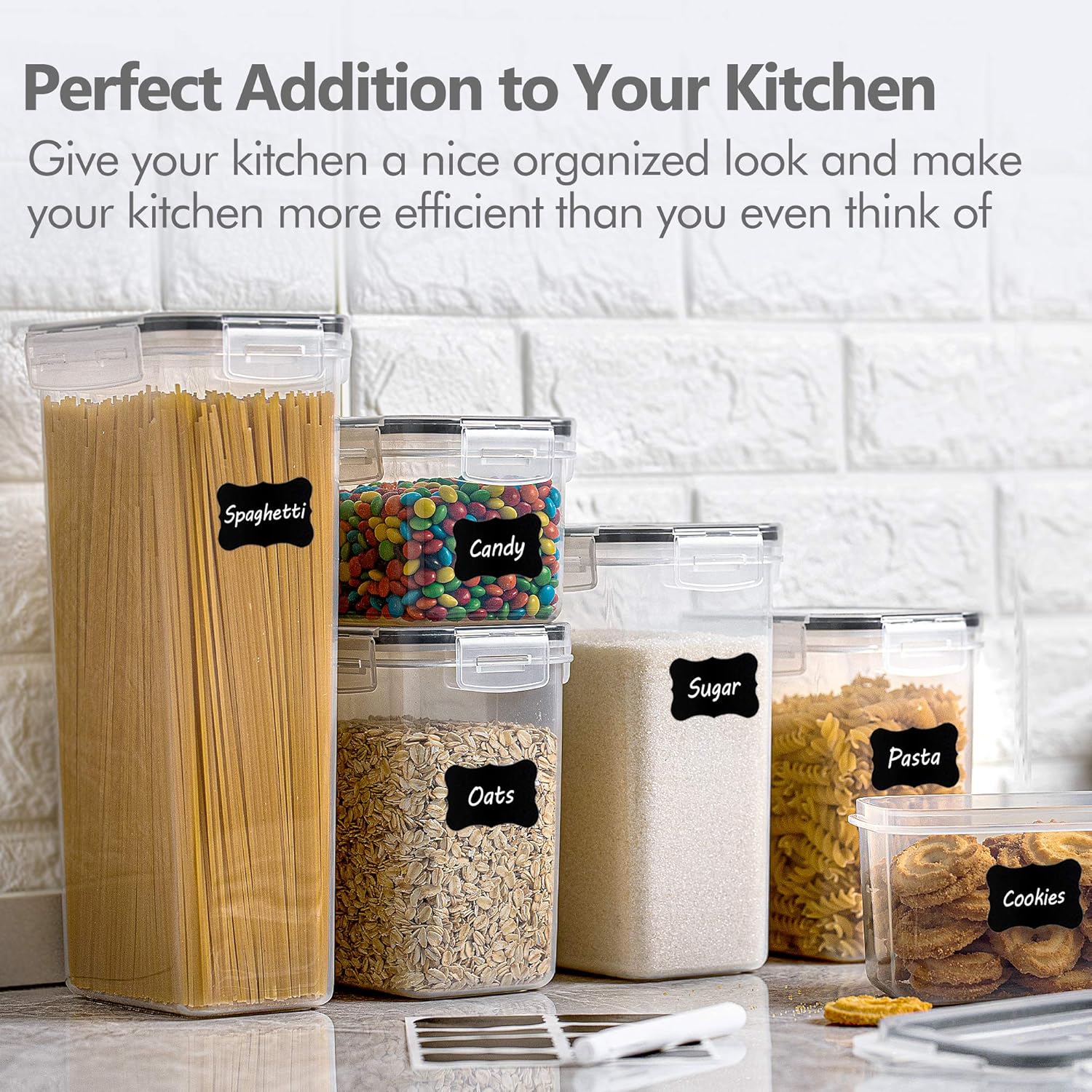 Airtight Food Storage Containers with Lids, 8 PCS Plastic Storage Canisters for Kitchen & Pantry Organization,Dry