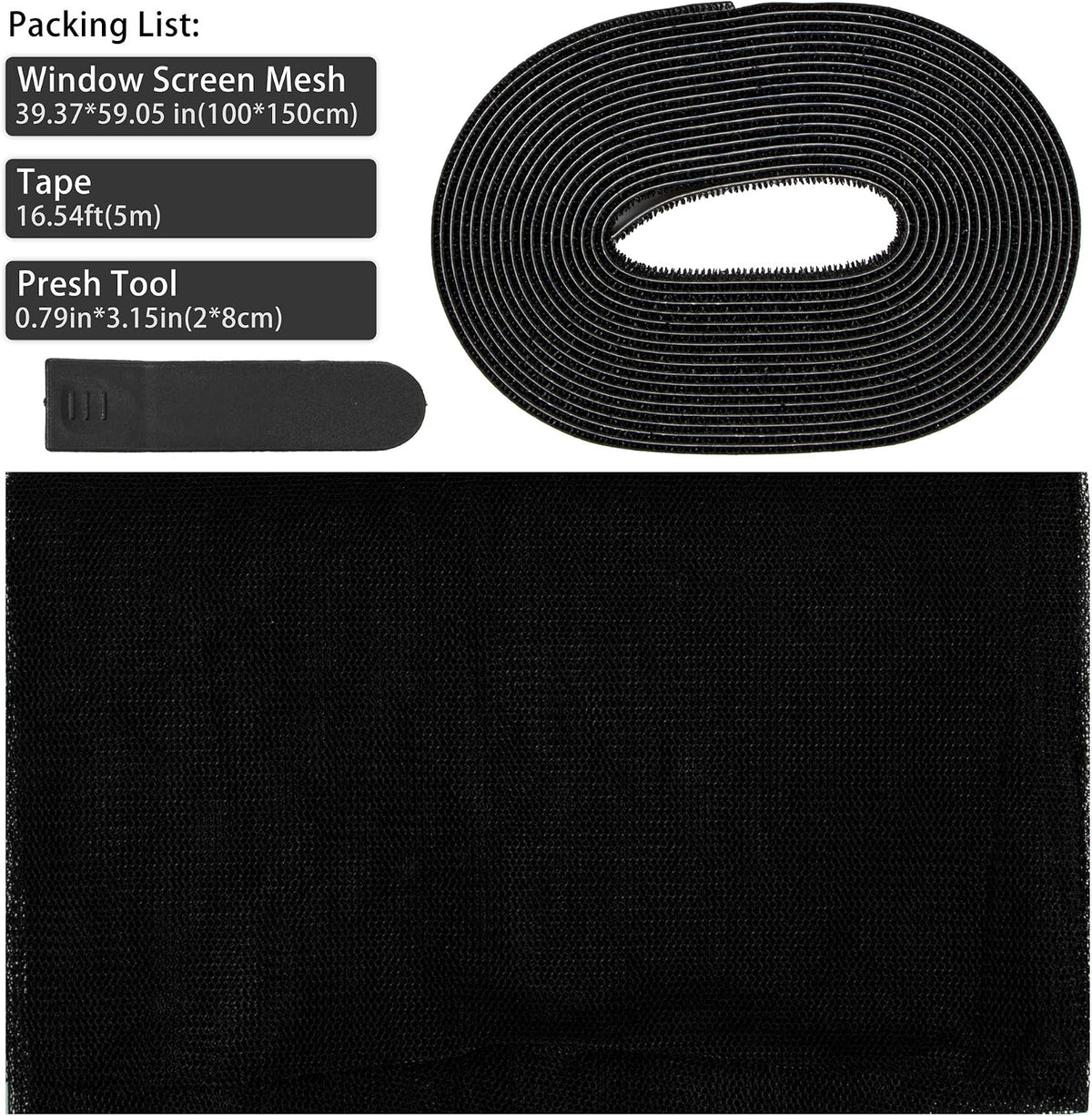 DIY Self-Adhesive Window Screen Netting Mesh Curtain, 100X150cm (Approach 39.37x59.05 Inches), with Hook and Sticky