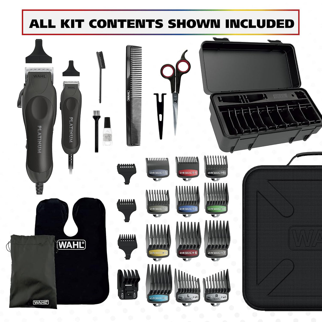 USA Pro Series Platinum Corded Hair Clipper & Corded Trimmer Kit | At Home Haircutting And Beard Touch-Up Kit With