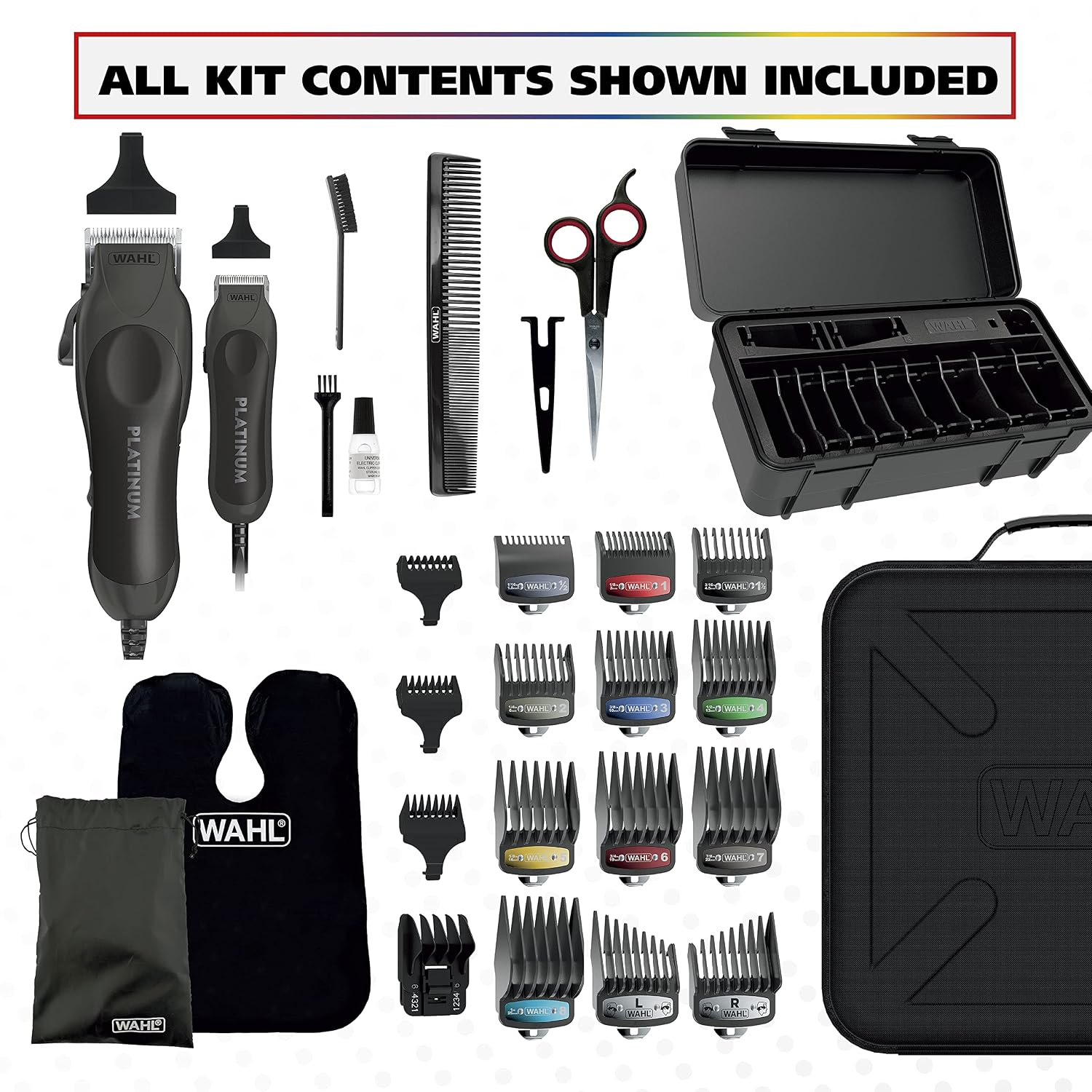 USA Pro Series Platinum Corded Hair Clipper & Corded Trimmer Kit | At Home Haircutting And Beard Touch-Up Kit With