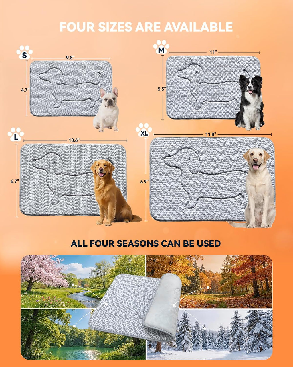 Washable Dog Crate Pad, Plush Back & Cooling Front Indoor Large XL XXL