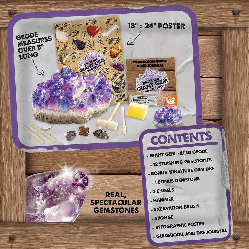 Dig It Up Giant Gem Discovery Kit - Gemstone Dig Kit Offers Geology for Kids with 12 Real Polished Hidden Gemstones