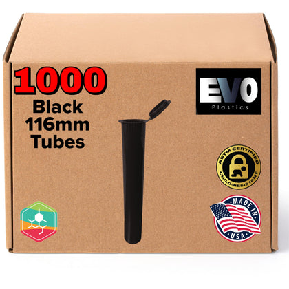116mm Black Tubes- Pop Top Vials - 1000 Count