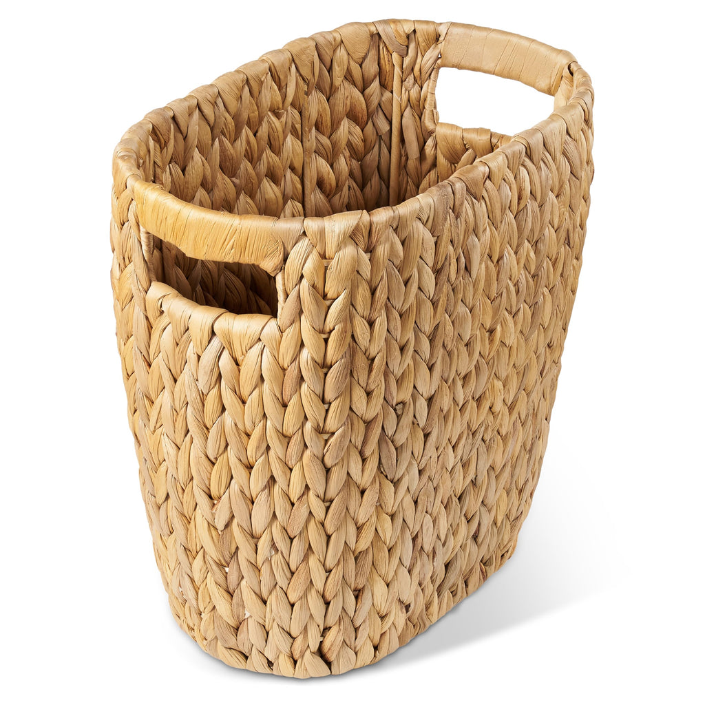 Wicker Bathroom Trash Can, Handwoven Hyacinth, Built-in Handle