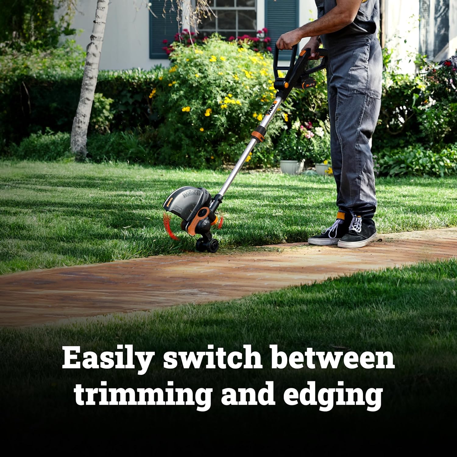 20V 12" 2-in-1 Cordless String Trimmer & Electric Lawn Edger, WG163 | Command Feed, Works for Lawn Weed Removal