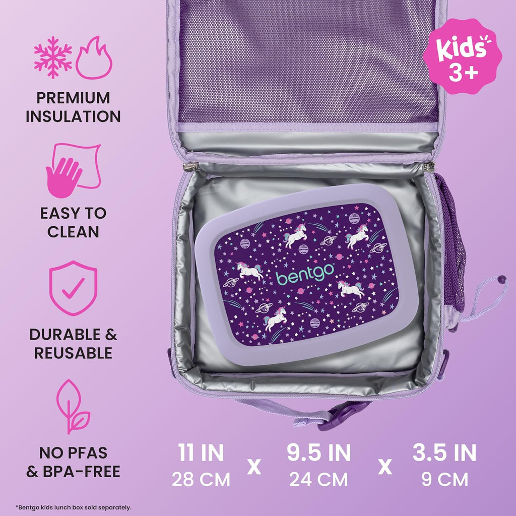 Kids Prints Double-Insulated Reusable Lunch Bag | For Kids 3+, Adjustable Strap; Holds Lunch Box/Water Bottle/Snacks;