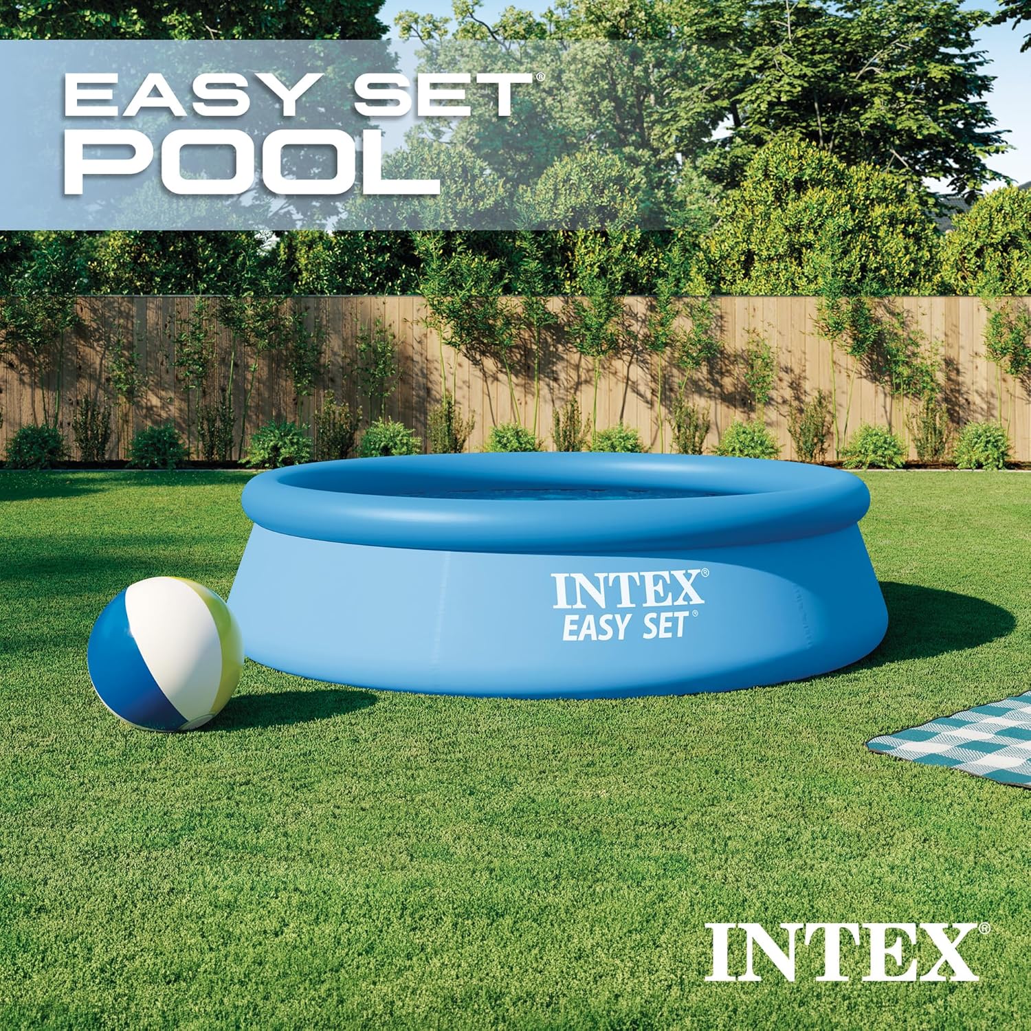 28120EH Easy Set Inflatable Swimming Pool: 10ft x 30in – Puncture-Resistant Material – Quick Inflation – 1018 Gallon