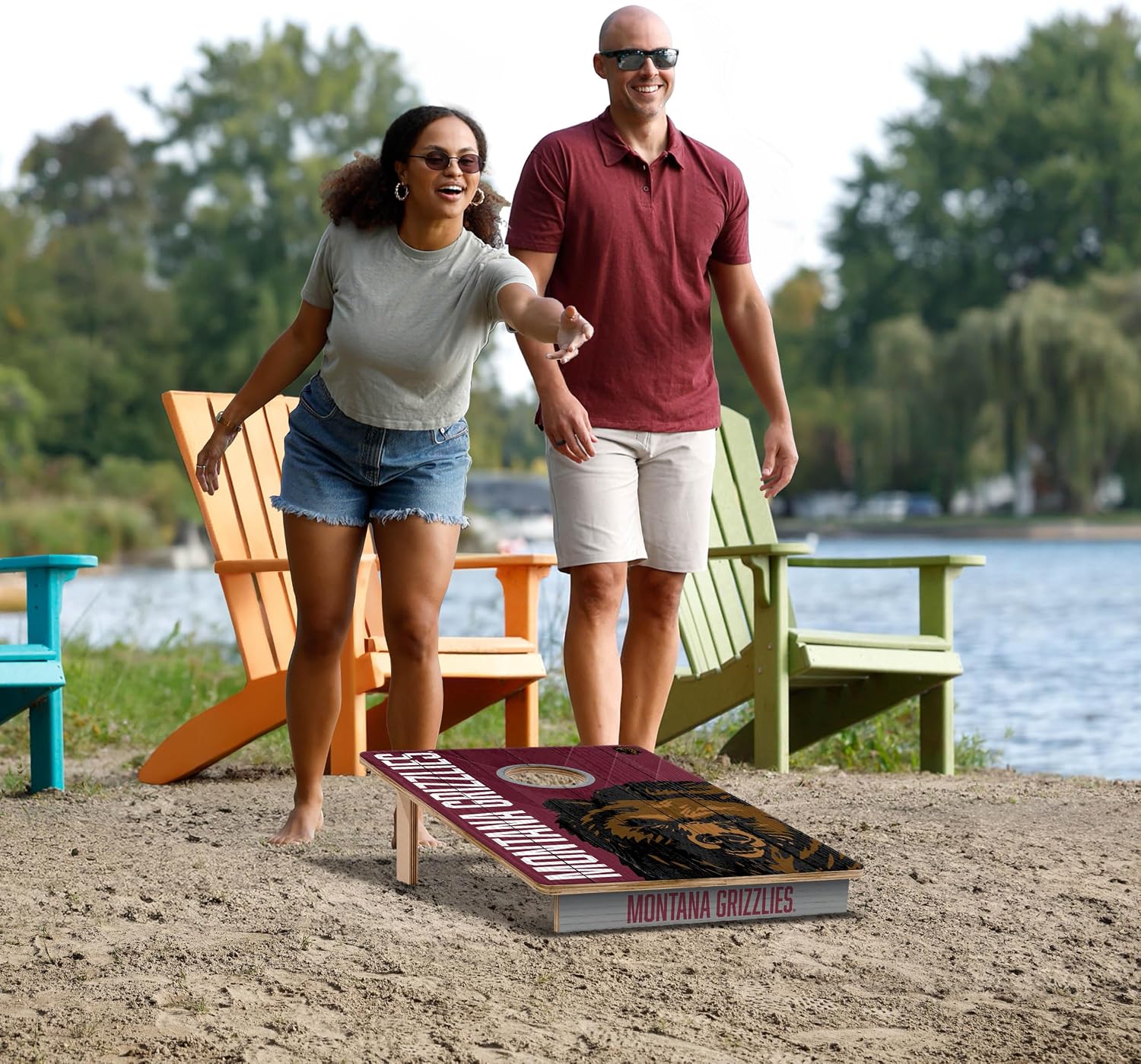 NCAA 2’ x 3’ Wood Cornhole Game with Logo Bags