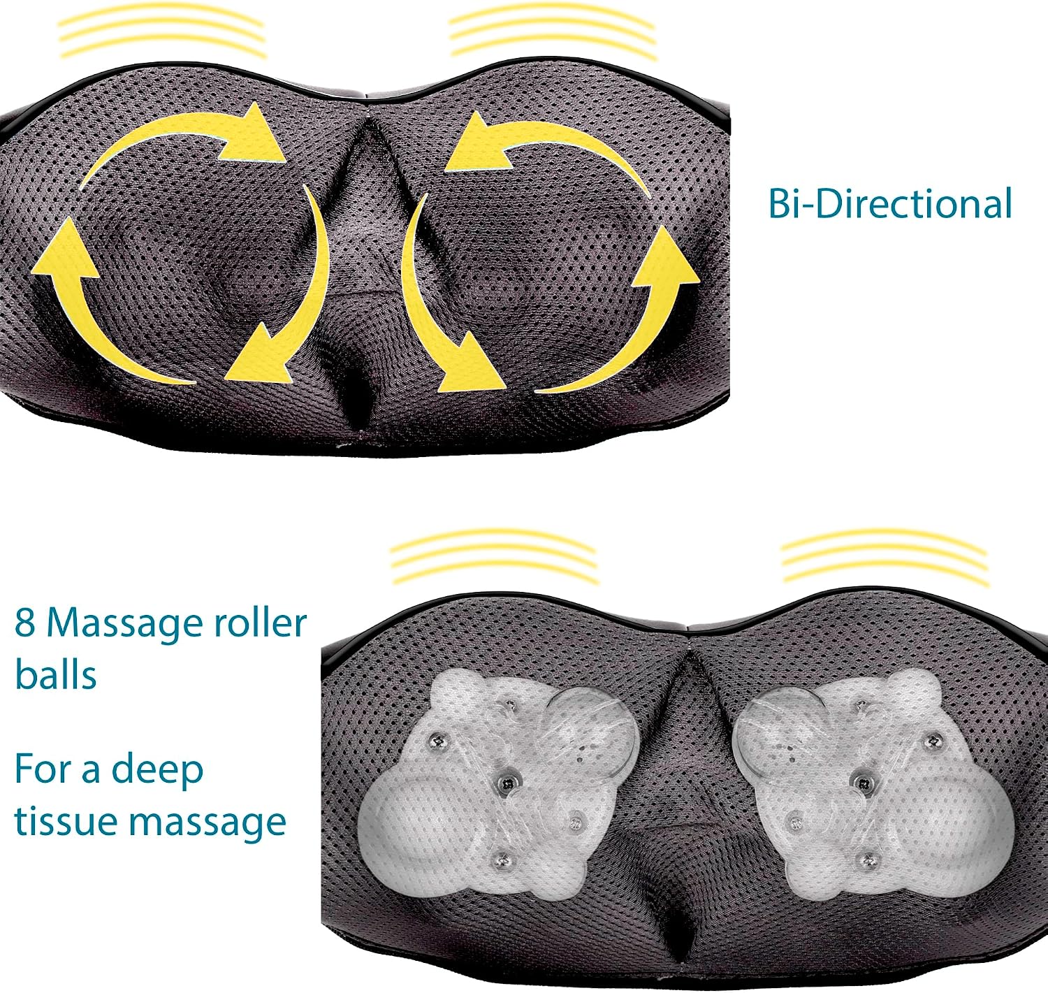 Shiatsu Massager with Heat - Deep Tissue Kneading Pillow for Neck, Shoulders, and Back - Electric Full Body Massage