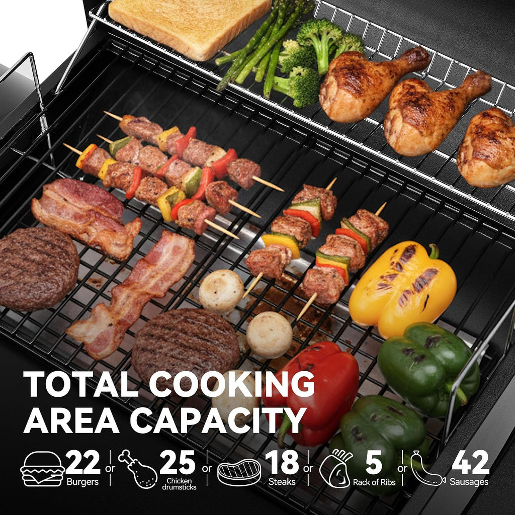 CC1624S Barrel Charcoal Grill with Offset Smoker Black