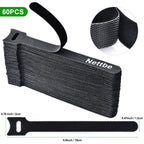 Nettbe 60 PCS 6 Inches Reusable Cable Ties, Adjustable Cord Straps Wire Organizer Cord Wrap and Hook Loop Cable Management