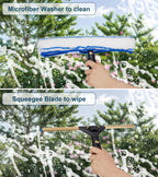 Window Cleaning Kit, Swivel Squeegee & Scrubber with Extension Poles, Foldable Bucket, Blendable Duster, 2 Scrubber