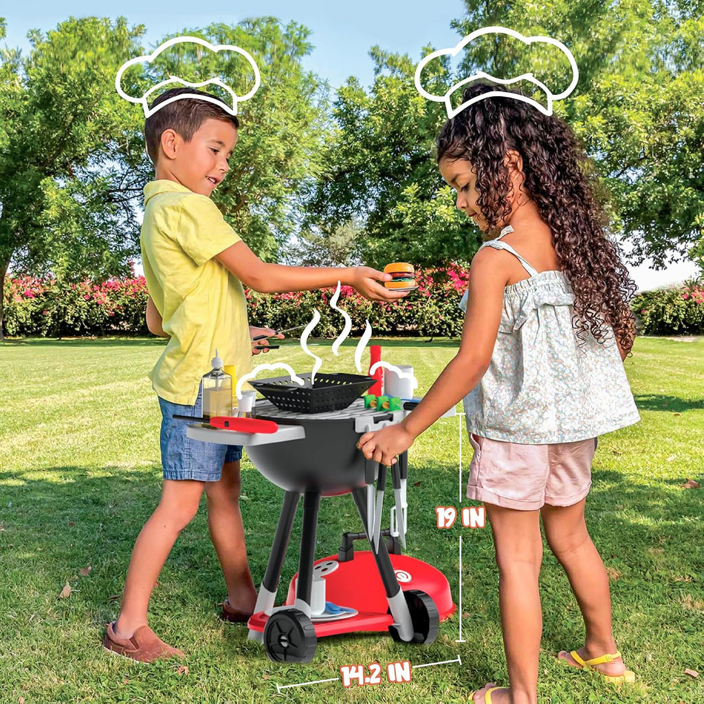 Kitchen Toy Set, BBQ Play Grill, Cooking Toy Set, Little Chef Play, Kids Grill Playset Interactive BBQ for Kids with
